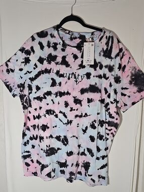 Cactus Tie-Dye 'Unity' Graphic Tee - Pink, Blue & Black